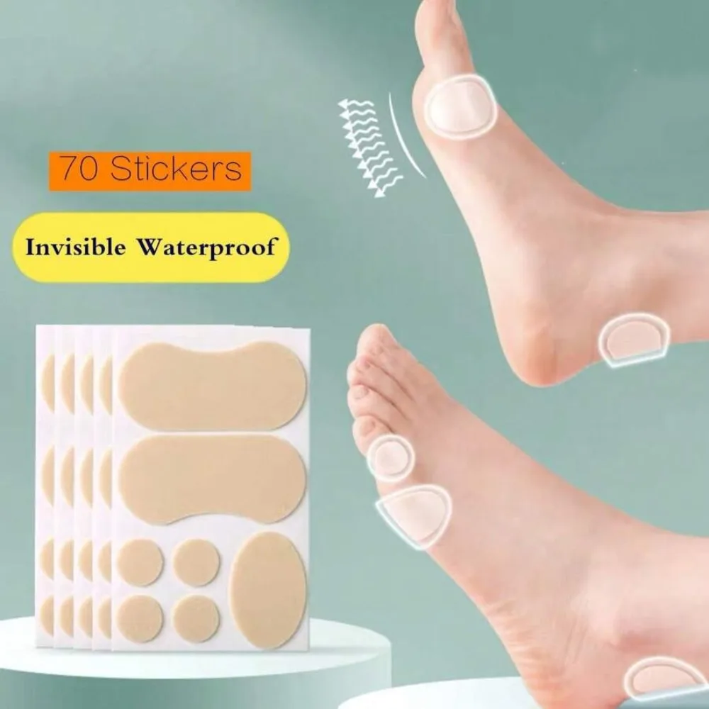 70 Stück Anti-Reibungs-Fersen-Blister-Pads, unsichtbares Schuh-Reibungspolster für High Heels, Kleid, Schuhe, Zehen und Knöchel, wiederverwendbar, hautfreundlich