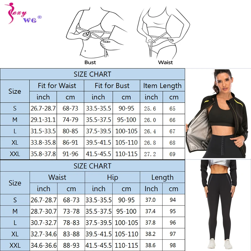 SEXYWG Women Hot Sauna Shirt Sweat Leggings for Weight Loss Fitness Jacket Slimming Pants Body Shaper Trimmer Fat Burn