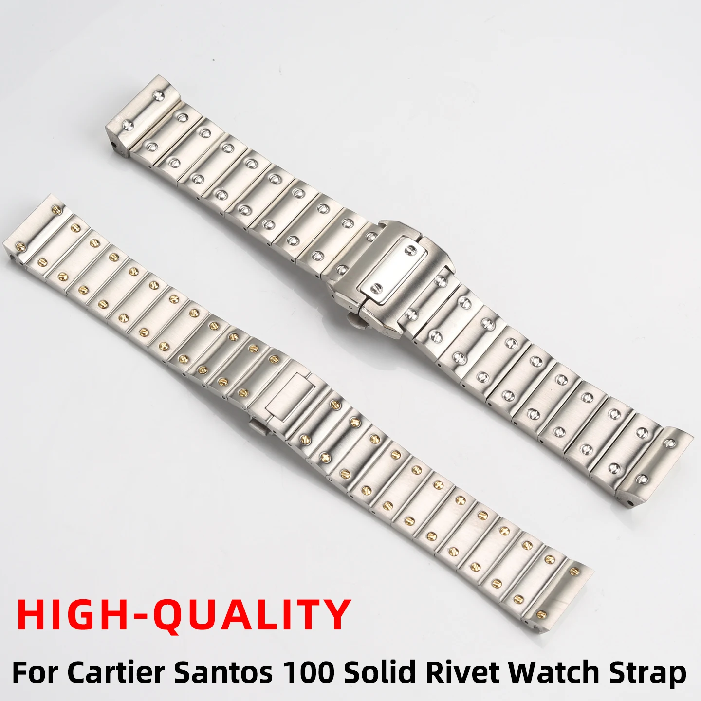 

Для Cartier Santos 100 мужские и женские большие средние часы из нержавеющей стали с цепочкой, аксессуары для ремня из твердой стали 20 мм 23 мм