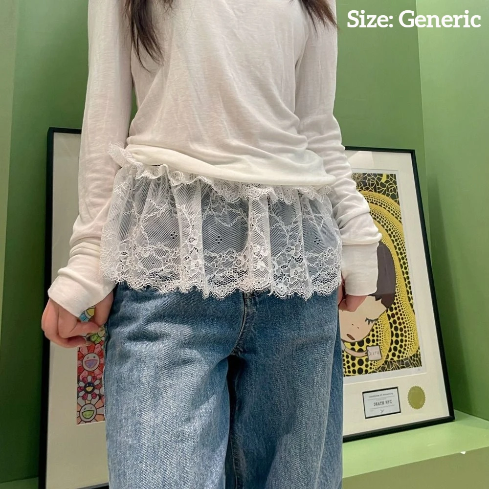 Trendy Lace Trim Fart Curtain Versatile Pretty Hip Curtain Fashion Accessories Advanced Mini Skirt Women
