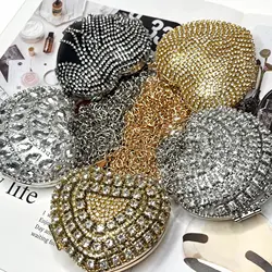 Luxury Small Bling Heart Shape Diamond Evening Clutch Rhinestones Purse Ladies Fashion Bag Designer Chain Shoulder Bag