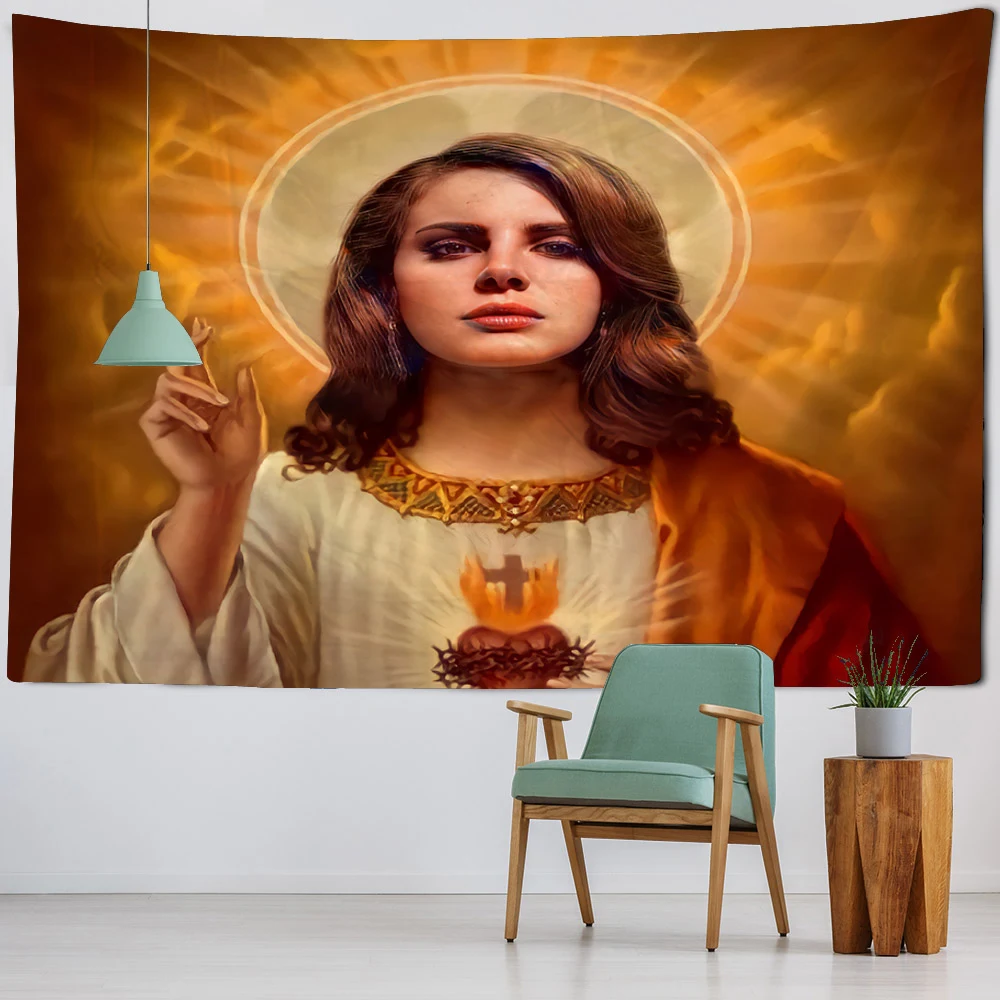 Jesus Virgin Lana Delray Tapestry Aesthetics Room Decoration Bedroom Background Blanket Religious Wall Decoration Art Tapestry