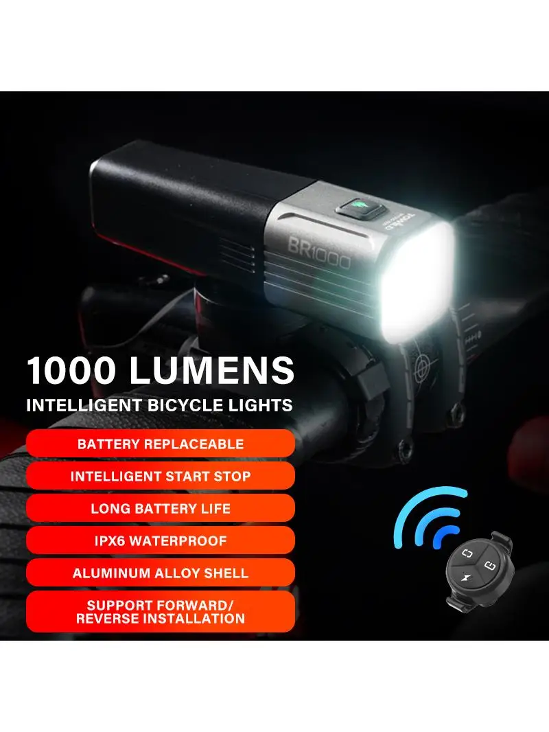 AliExpress TOWILD Bicycle Light 1000LM 3500mAh Battery Replaceable Smart Front Bike Light IPX6 Flashlight MTB Cycling Highlight Headlights