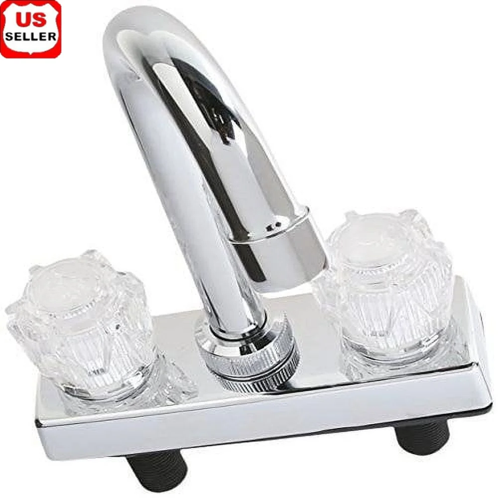 

Хромированный смеситель для кухонного бара с двумя ручками, 6-дюймовый излив, регулируемая скорость потока, 2,2 галлона в минуту, бессвинцовый пластиковый картридж для жилого использования