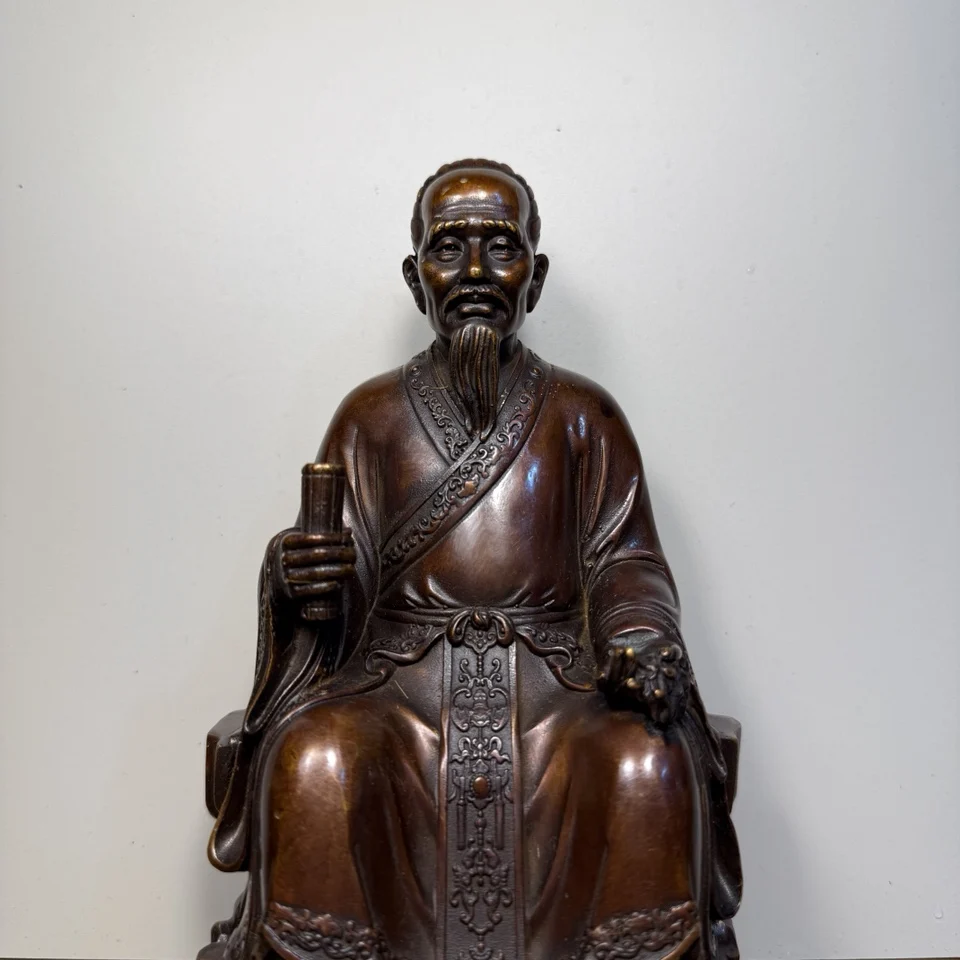 Old Bronze Gilded Cinnabar Zhang Zhongjing Medicine God The sage doctor Treatise on Febrile and Miscellaneous Diseases Wenfang