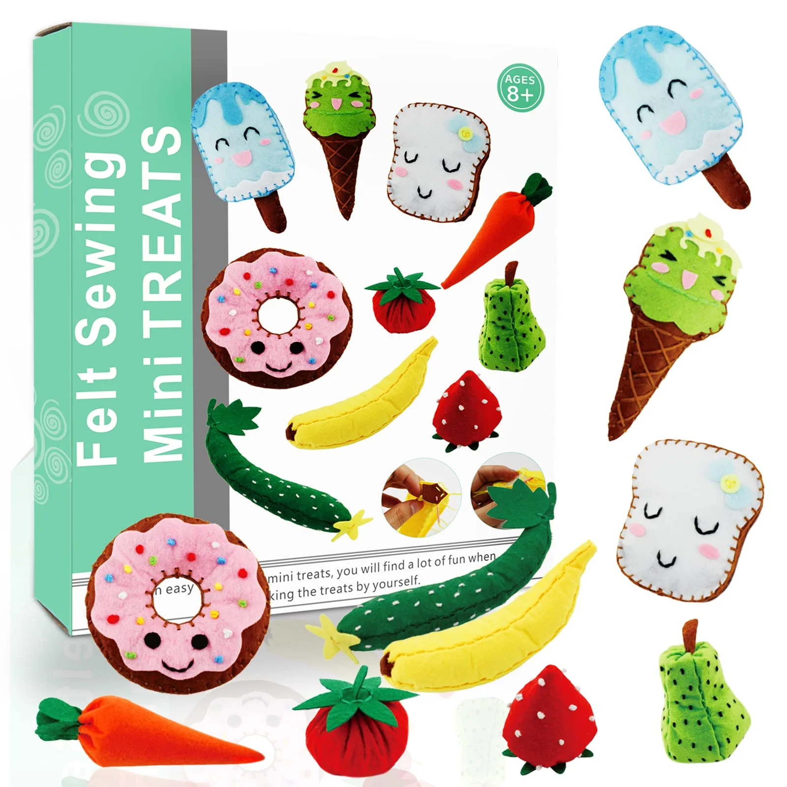 

10 pcs DIY Sewing Fabrics Crafts Felt Kit for Kids DIY Craft Supplies Kits Sets Gifts for Kids for Adults for Boy Teenager for G