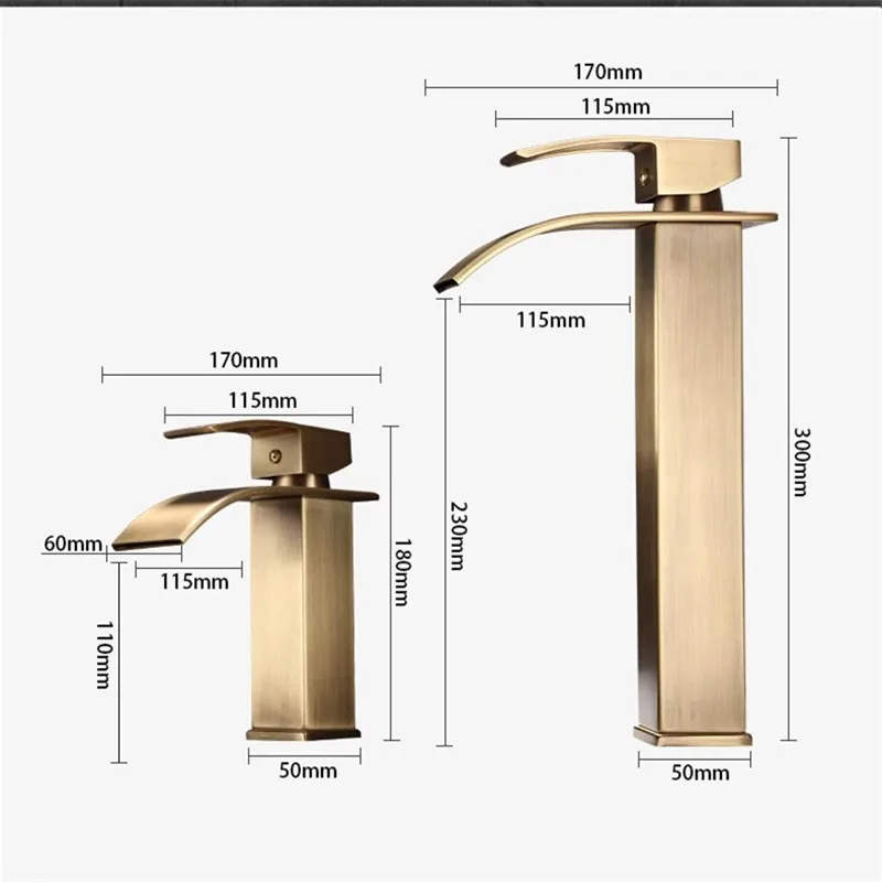 Picture 6: Bathroom Faucet Brass  Antique Bronze Basin Faucets  Hot & Cold Bathroom Sink Faucet Waterfall Lavotory Faucet  Mixer Water Tap