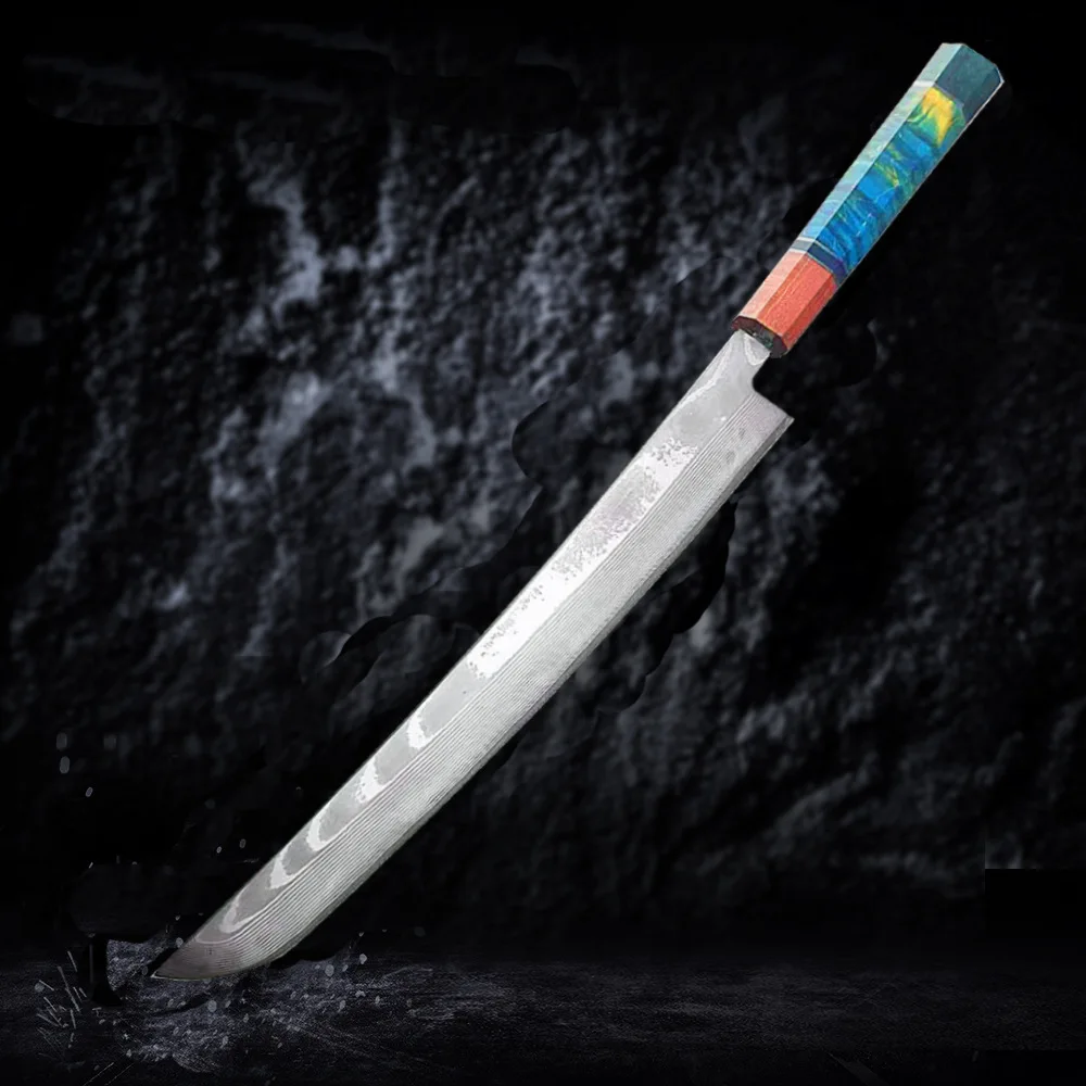 Nóż Sashimi losowy uchwyt ręcznie robiony ostrze ze stali damasceńskiej Kiritsuke Sakimaru Yanagiba tasak szynka Sushi nóż kuchenny