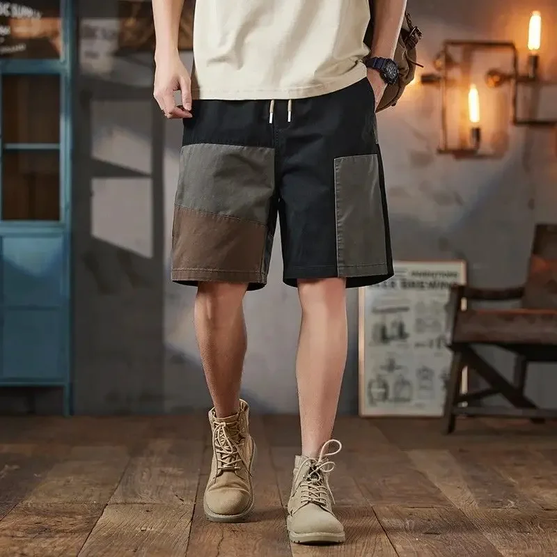 With Draw String Pockets Elastic Waist Baggy Half Long Loose Bermuda Male Short Pants Men's Cargo Shorts Wide Jorts Distressed
