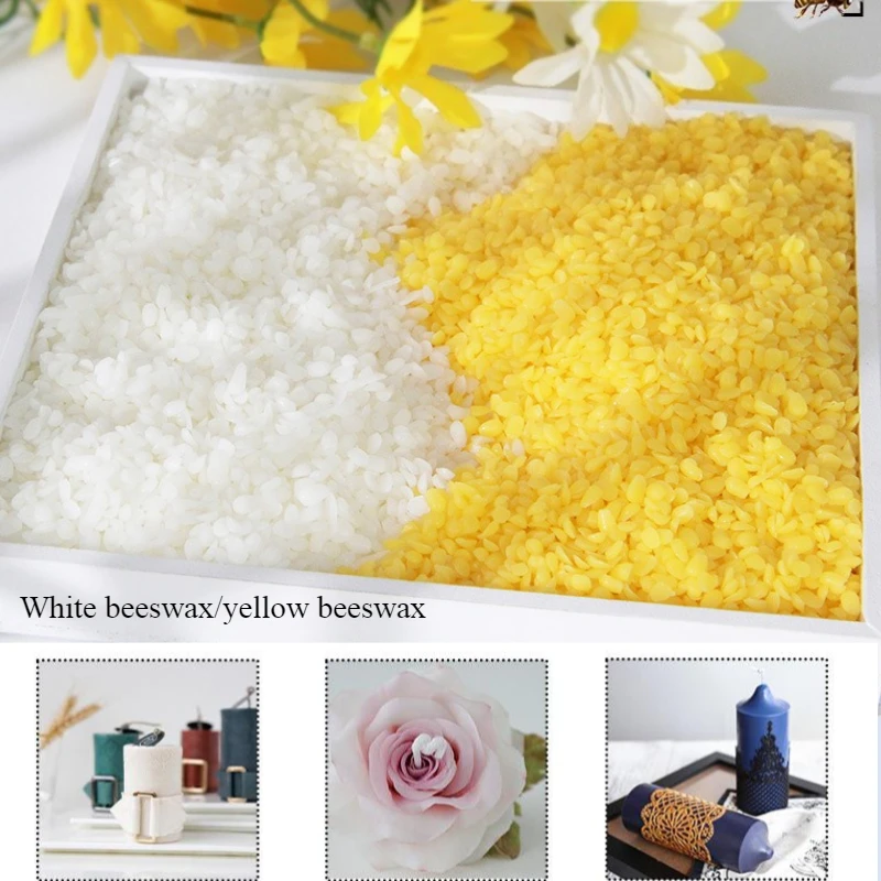 500g/bag Natural Yellow and White Beeswax/handmade DIY Scented Candle Relief Candle Cylindrical Wax Handicrafts Wax Material