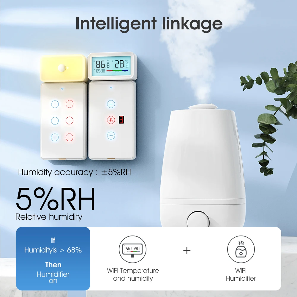 Tuya Smart WiFi Temperature Humidity Meter LCD Digital Thermometer Hygrometer Sensor Gauge Home Indoor Weather Station