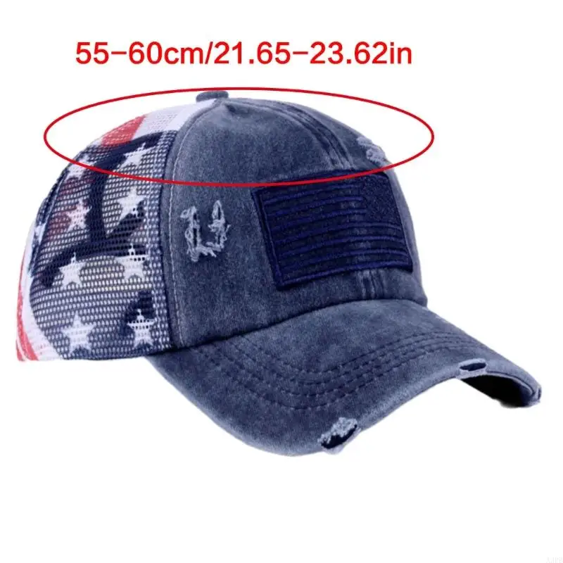 قبعات البيسبول الوطنية للنساء والرجال مع حجم قابل للتعديل، تصميم متعثر، قبعة شمس على شكل ذيل حصان لتجمع الحفلات