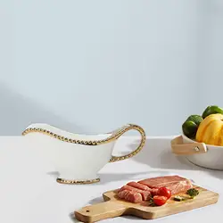 Keramische Jus Boot Saus Boot Container Gemakkelijk Te Gieten Vaatwasser Veilig Jus Kruik Siroop Pot Voor Rundvlees Picknick Bbq Restaurant Decor