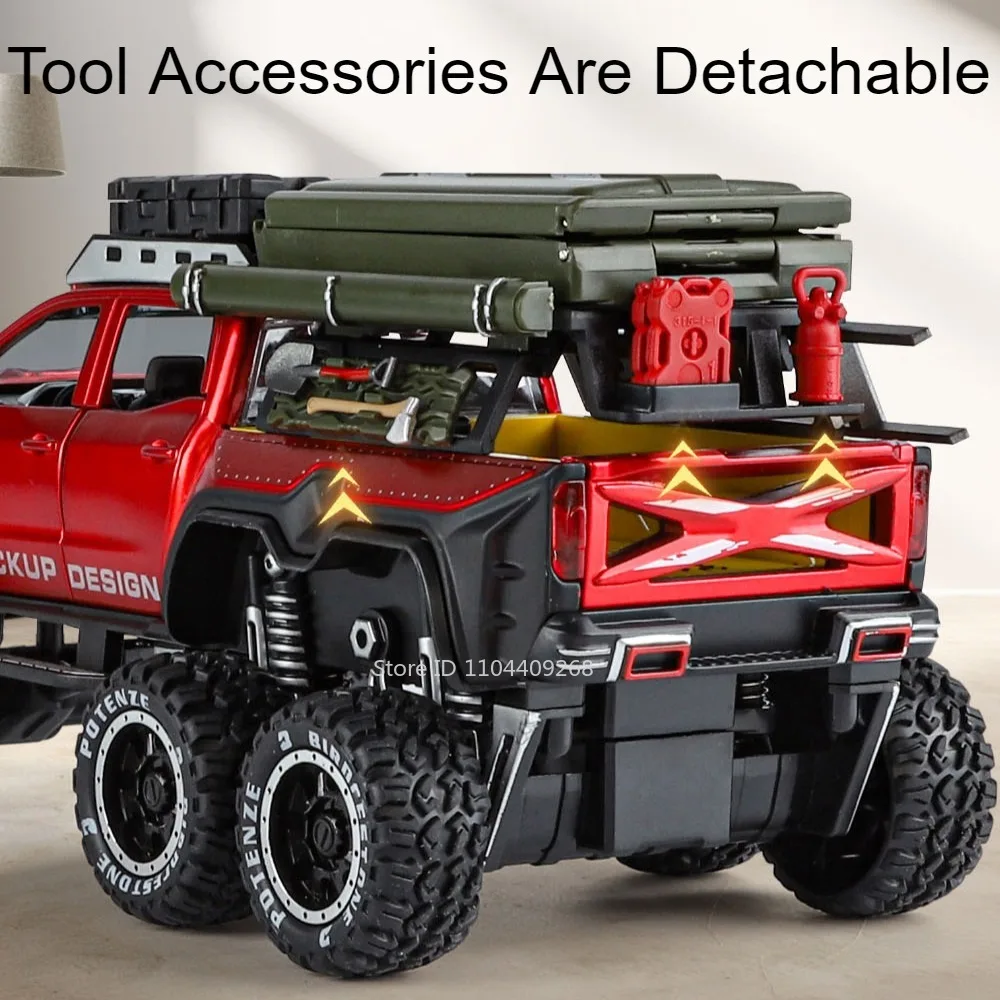 1:28 스케일 UNIMOG Motorhome X 클래스 6x6 U5000 자동차 모델 장난감 사운드 라이트 풀백 도어 오픈 오프로드 차량 모델 소년 선물