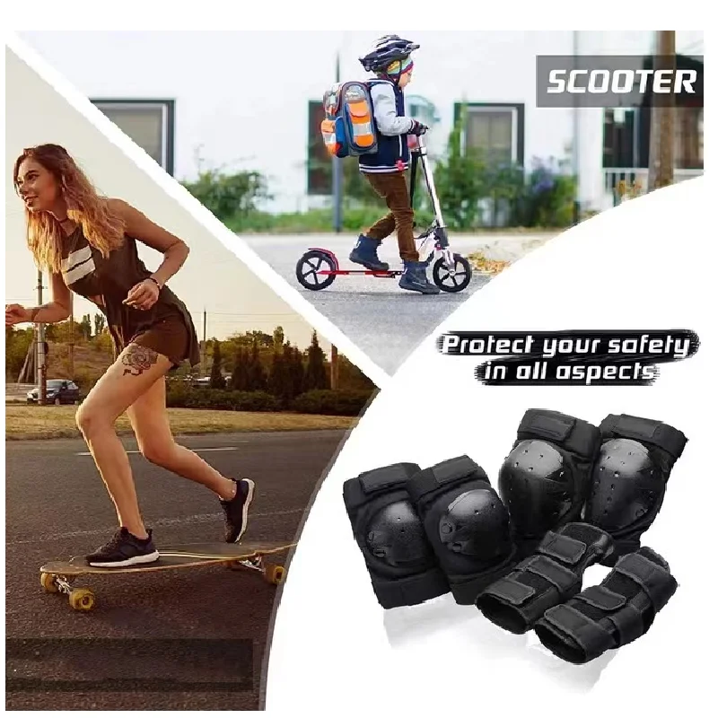 Joelho cotovelo almofadas e protetores de pulso para adultos e crianças, 3 em 1 conjunto de engrenagem protetora para skate multi esportes, patinação, ciclismo, scooter