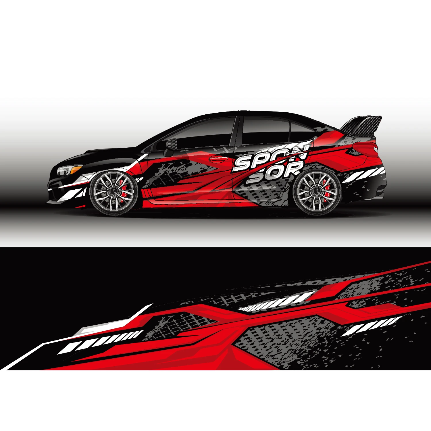 

Stripe Car Car Full Wrap Sticker Decorative Car Decal Cut Body Racing Graphic Decal Vinyl Wrap Modern Design Red Retro