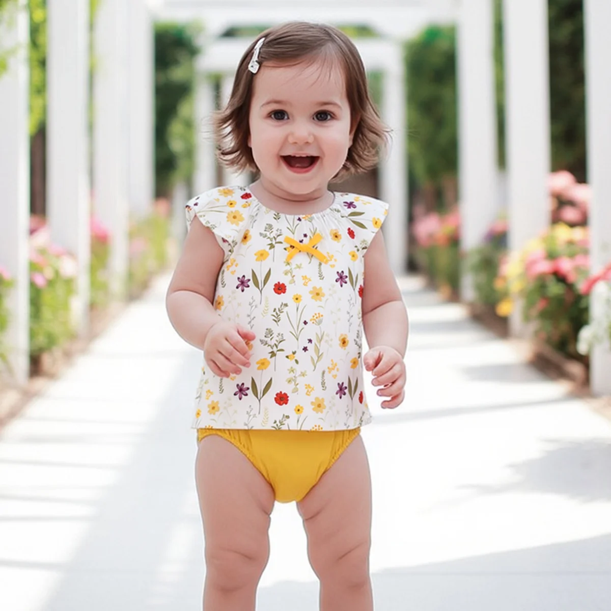 Summer Infants Outfits Sets Baby Clothes Sets Toddler Tops + Bottoms Cotton Flower