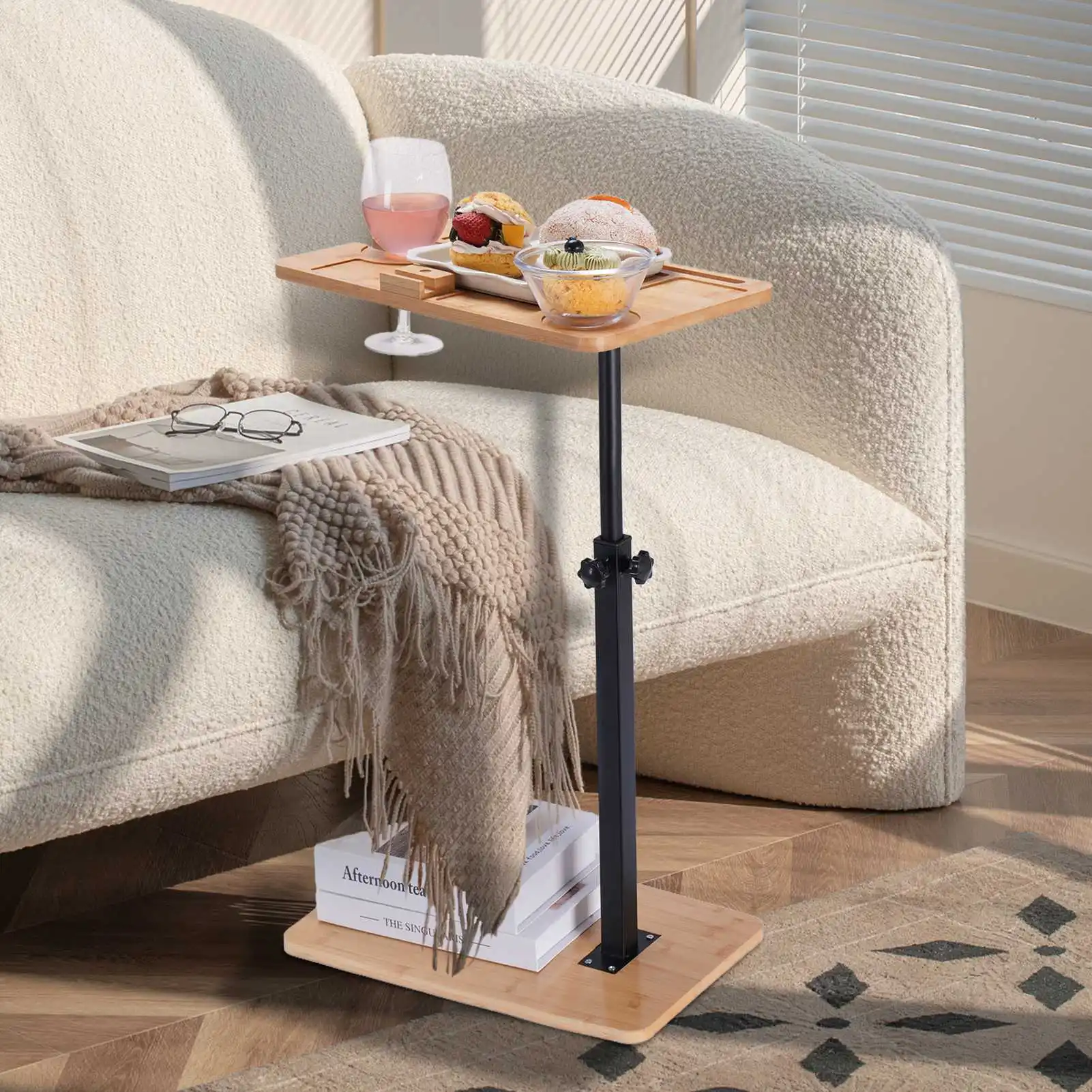 Vantic C Shaped End Table, Small Couch Side Table, Sturdy Slide Under Sofa Table with Metal Frame for Living Room & Bedroom image 6
