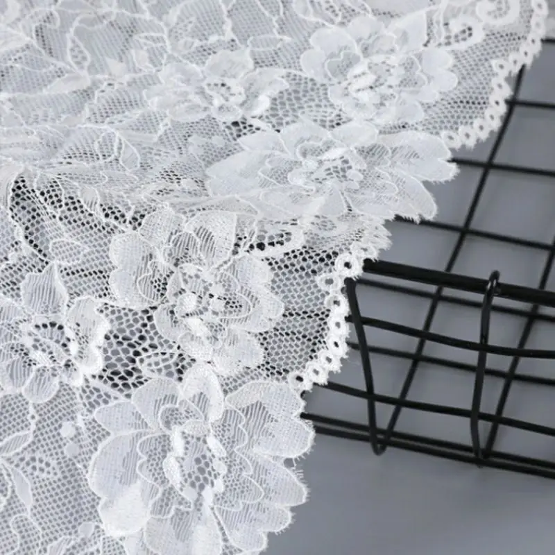 3 \ 5 Yards 21cm schwarz weiß Spitzens toff DIY Handwerk Nähen Dekoration Zubehör für Kleidungs stücke elastische Spitzen besatz – Detail 7