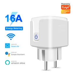 WiFi Smart Plug 16A EU Socket Tuya Smart Life APP Work with Alexa Google Assistant Voice Control Power Monitor Timing