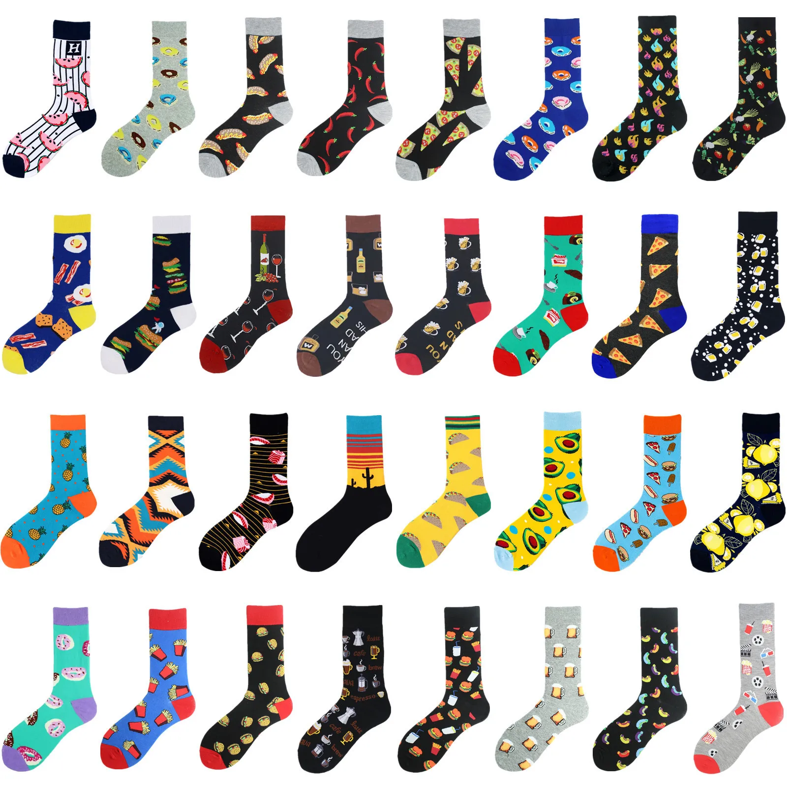 

1 Pair Adult Men Funny Beer Food Hamburger Pizza Socks Fashion Boys Happy Cotton Autumn Skate Hip Hop Street Male Dress Sox