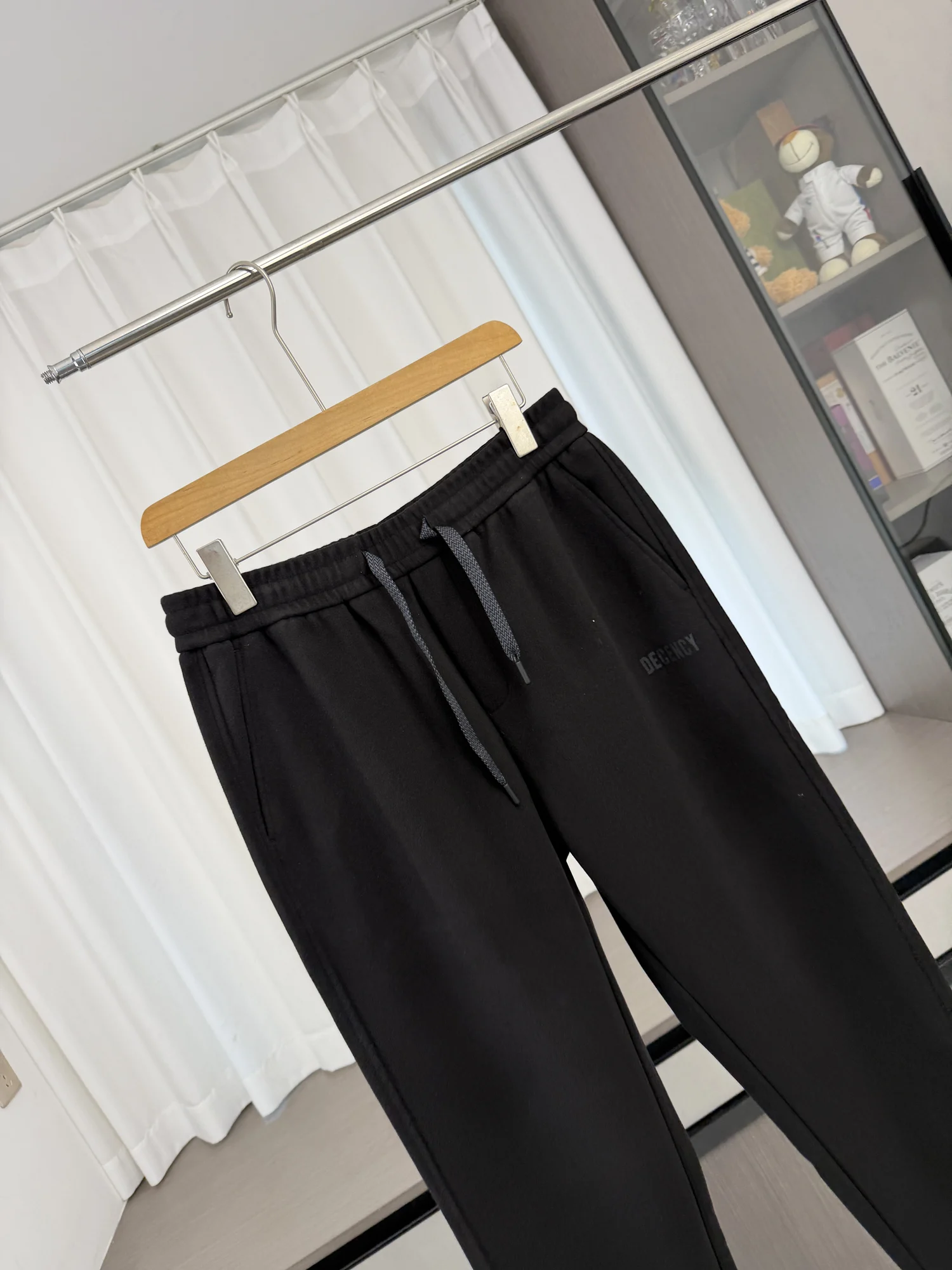 Double-Sided Fleece Slimming Warm Men's Casual Pants Drawstring Elastic Waist Soft Comfortable Cuffed Leisure Trousers