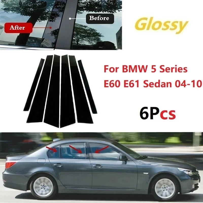 

For BMW 5 Series E60 E61 Sedan 2004-2010 Polished Pillar Posts Window Trim Cover BC Column Sticker