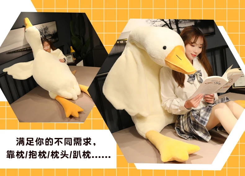 50-190cm große gelbe Umarmung Stofftier Ente Kawaii Riesen gans Plüsch tier Schlaf kissen große weiche Puppe Party Geschenk für Kinder – Detail 8
