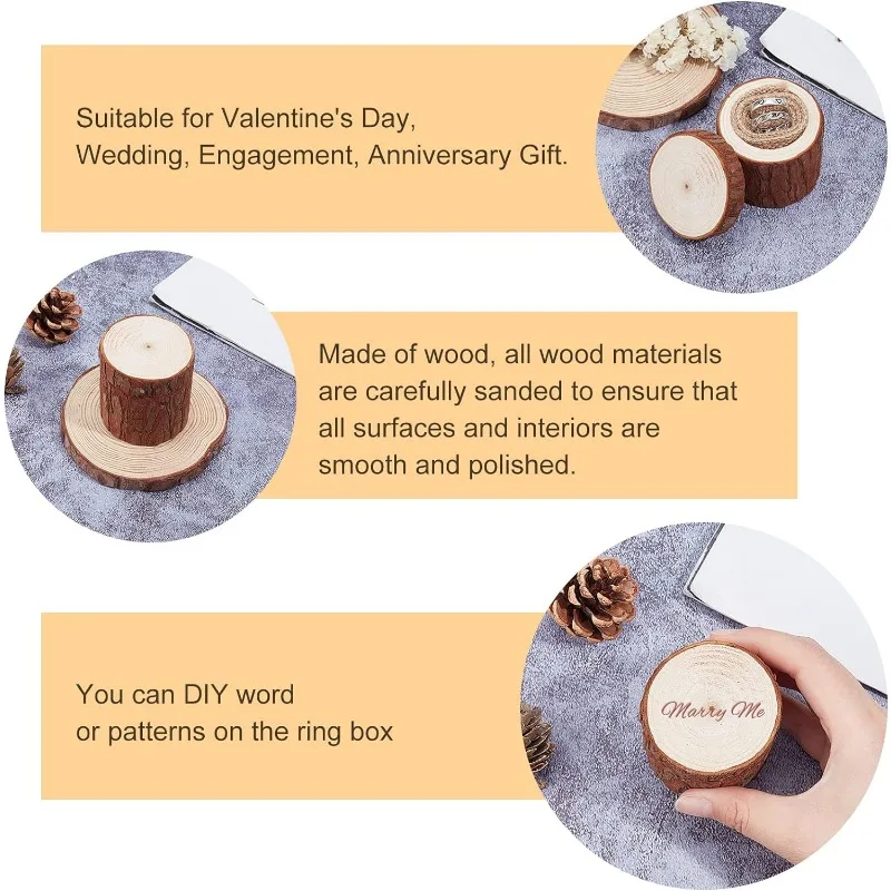 1pc Ring Box Wooden Ring Dish Storage Box Wedding Ceremony Wood Ring Bearer Box Rustic Ring Stand Jewelry Holder Storage Case
