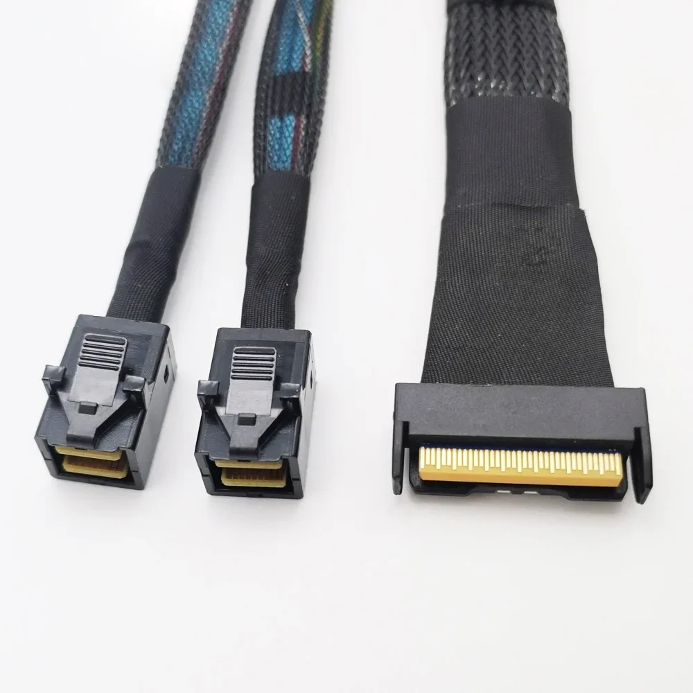 MCIO 8i 74PIN Slimline SAS TO DUAL SFF-8643 Server Data Adapter Cable GEN3 PCIE 5.0 for Pc Customizable SATA 3.0 U.2 Oculink