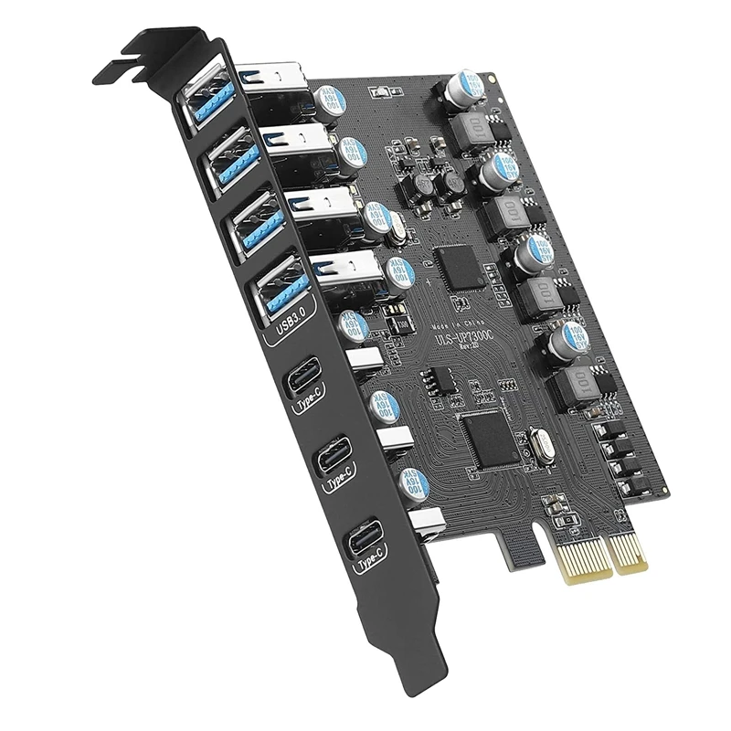 

7-портовая карта расширения Pcie-USB 3.0 PCI Express USB Add On Card для настольных ПК Host Card Поддержка Windows 10/8/7/XP