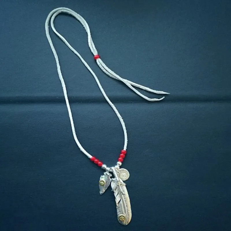 

BOCAI S925 Серебряное перо, новое мужское ожерелье, бусины, мужское орел, копье, тайский серебряный кулон с перьями для мужчин и женщин