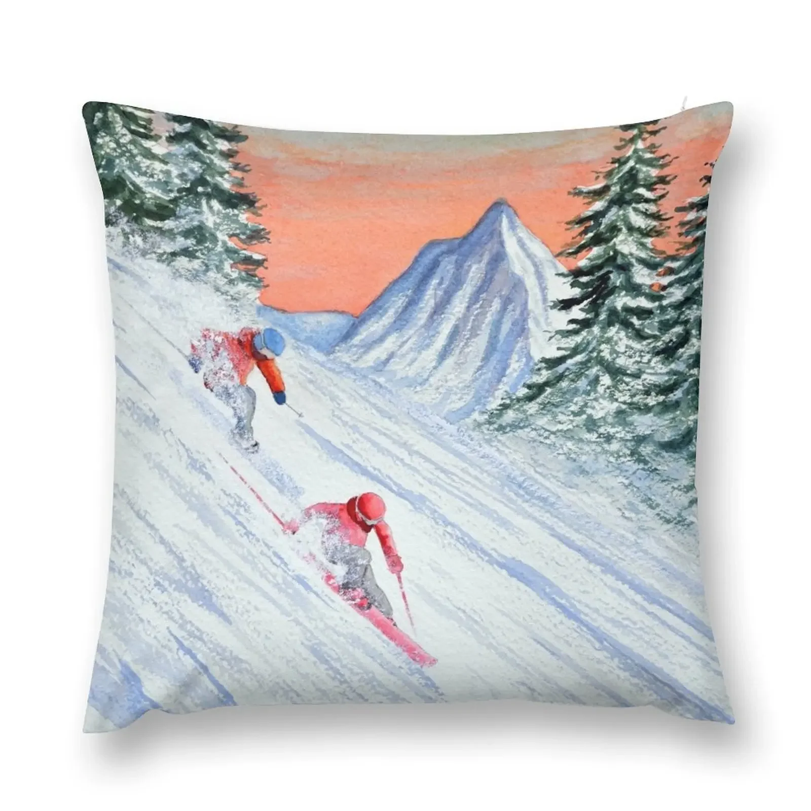 

Skiing - She's Leading The Way Throw Pillow sleeping pillows Ornamental Pillow pillow