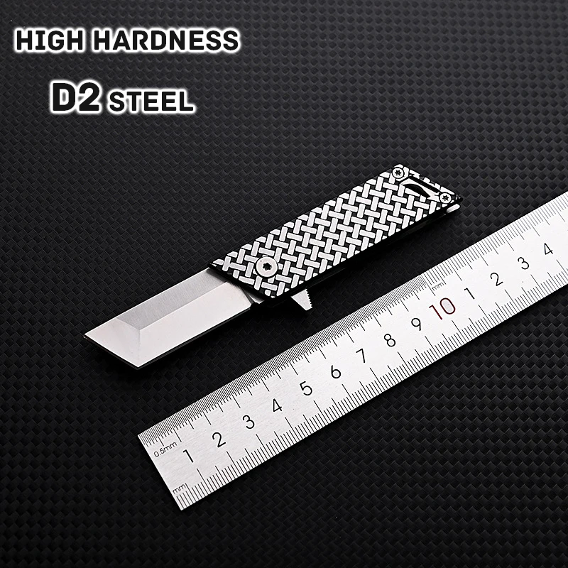 Quick Opening Folding Knife High Hardness D2 Steel EDC Keychain Express Pocket Knife Camping Tactics Self-defense Survival Tool