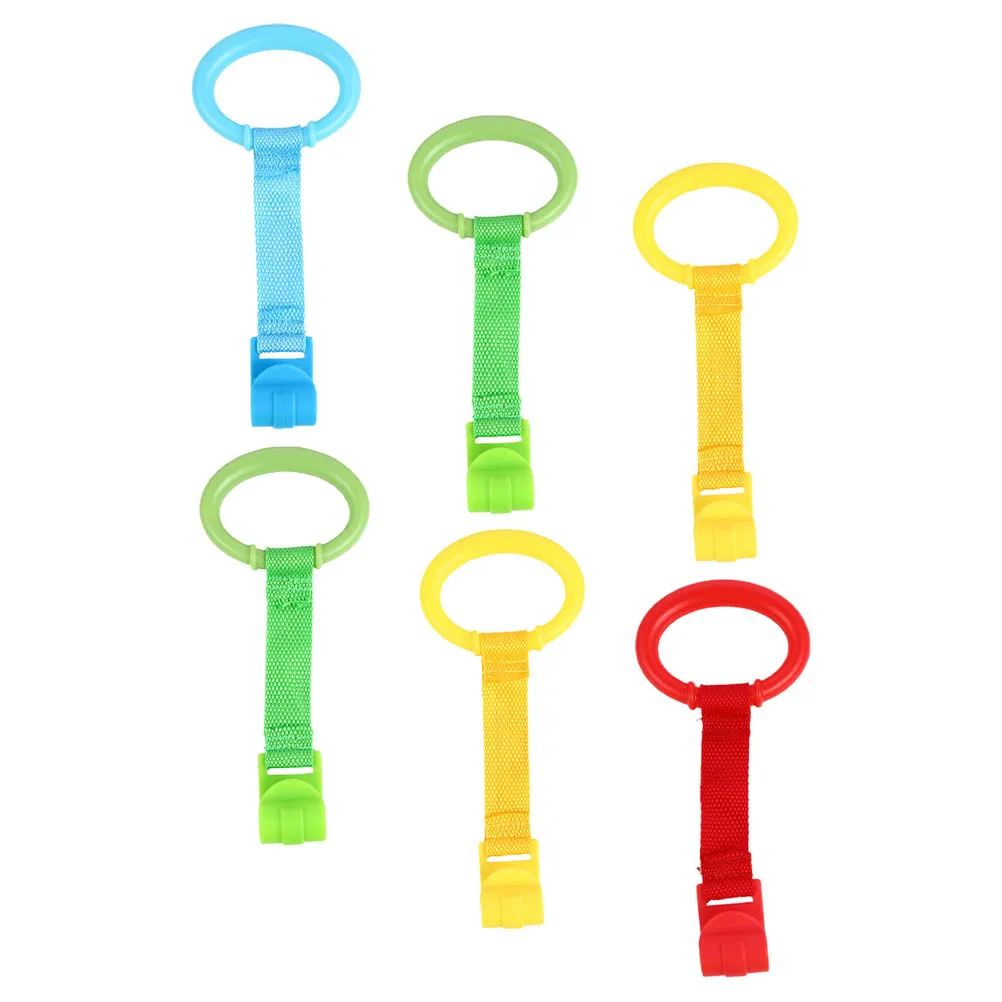 6 قطع من حلقات سحب الأطفال ذات حواف ناعمة وقبضة مريحة وسرير تدريب للمشي للأطفال أدوات تعلم حلقة سحب للأطفال #2