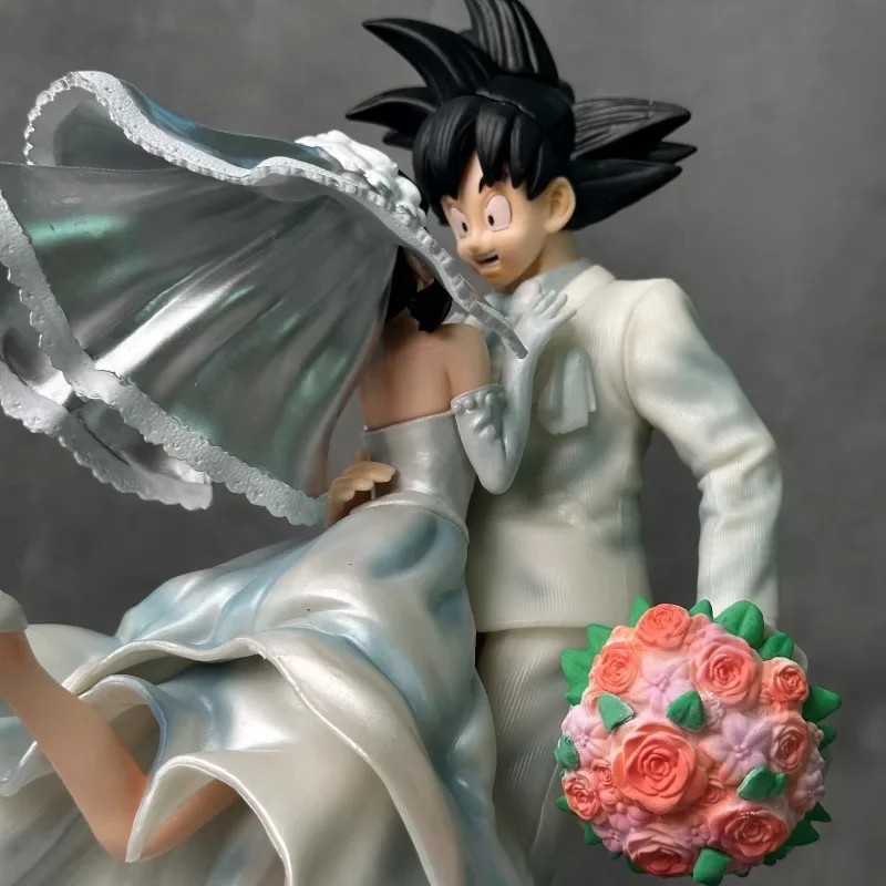 Dragon Ball Z Figure Son Goku Figure Chichi Version de mariage 31CM PVC Statue modèle à collectionner Couple cadeau de mariage