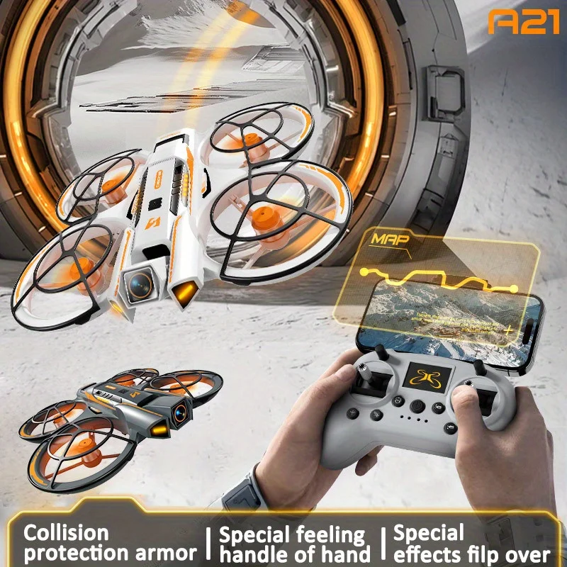 

Квадрокоптер A21 PRO в стиле меха, с полной защитой пропеллеров, функцией полета по траектории и оптическим позиционированием, лучший подарок к празднику