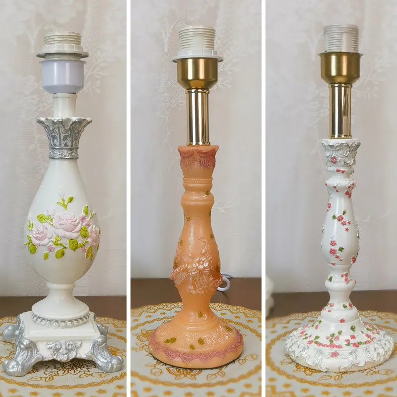 [Buy lamp holder separately] [Installed power cord] E27 large screw European resin classical antique lamp body