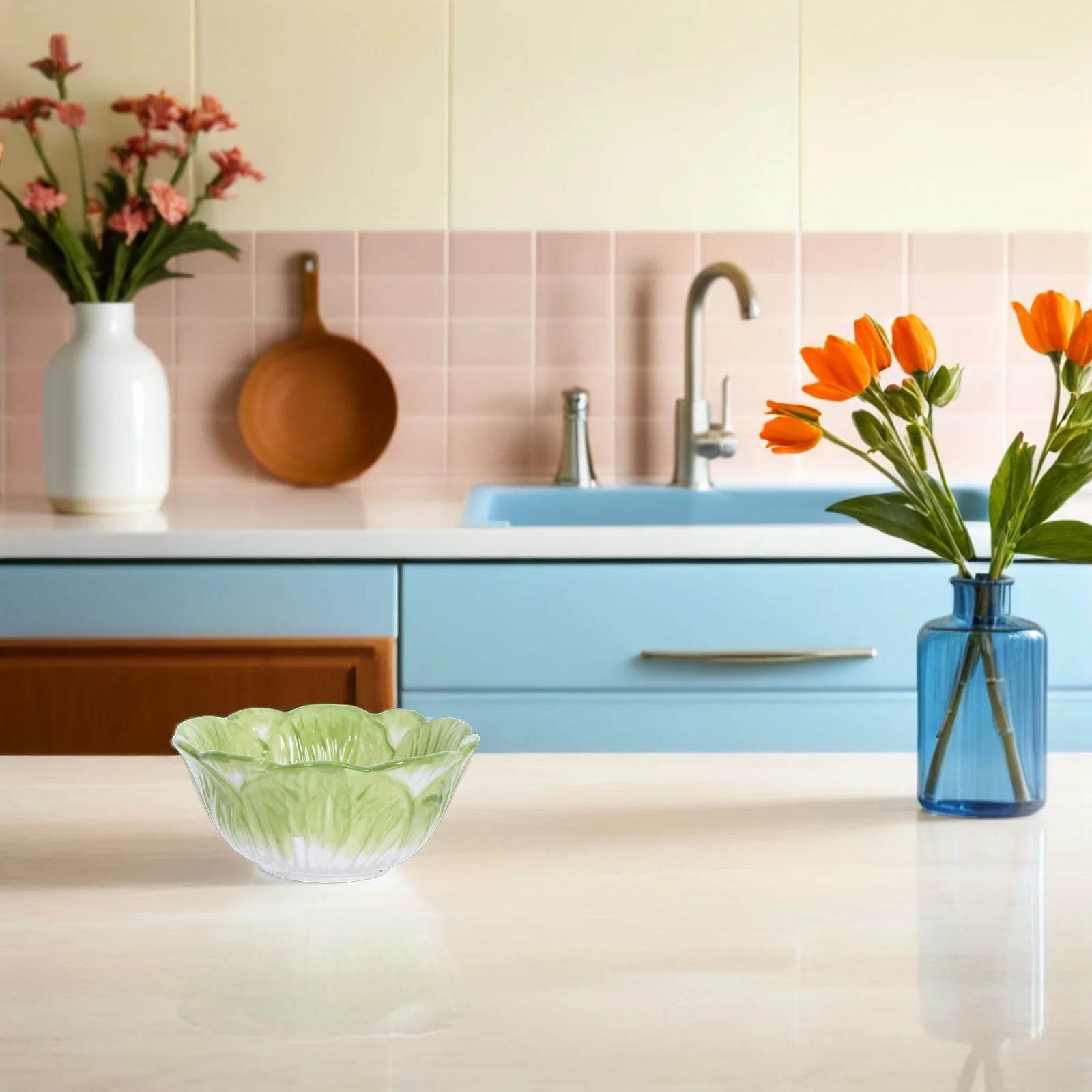 

Детская керамическая миска, дизайн с китайской капустой, зеленая гладкая оправа, десерт, фруктовый салат, контейнер для закусок для семейных вечеринок, свадебных баров