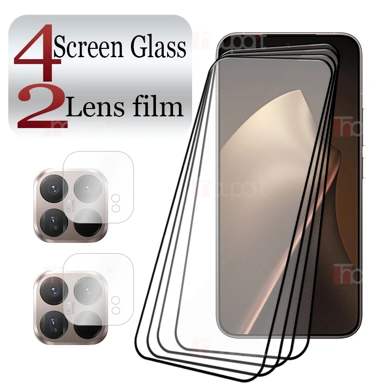 

4+2Pack Full Glue Tempered Glass For Xiaomi 15T Pro Screen Protector 9H Clear Anti-Scratch +Soft fiber Camera film