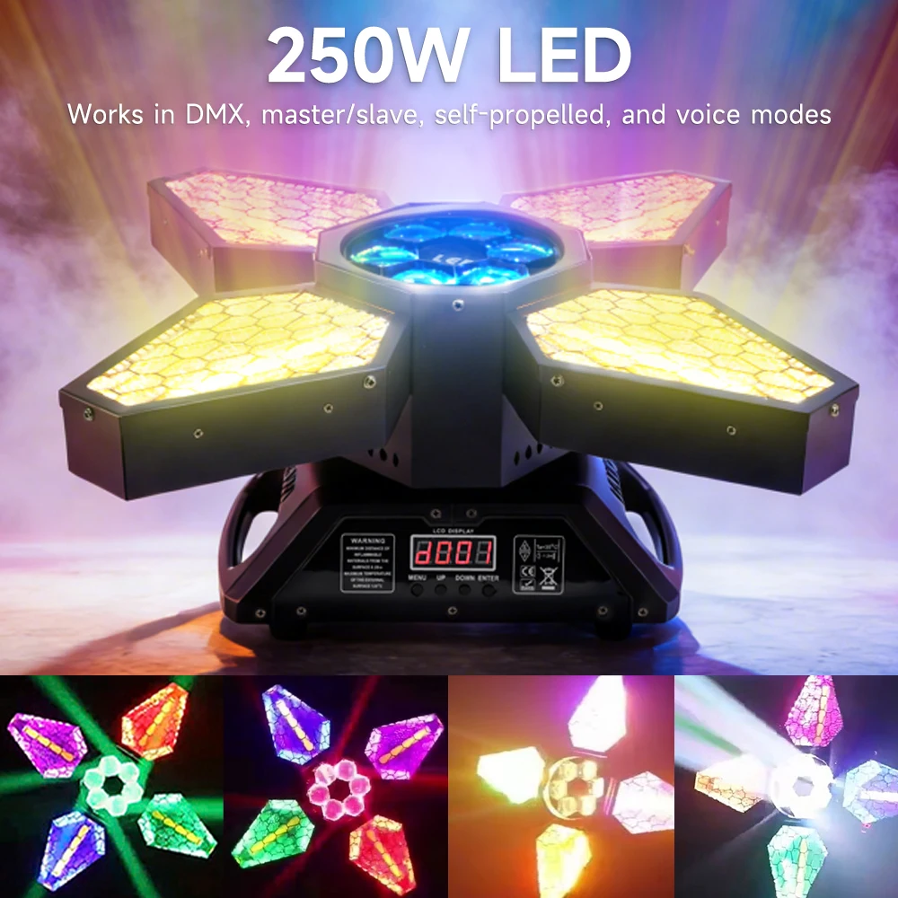 Areyourshop 4 Arms Bee Eye Zoom Light, Maple Light DMX, Retro Stage Beam Lamp Light, Disco Show Bar Party Lighting