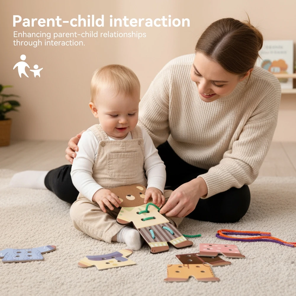 Giocattoli per infilare in legno Giocattoli educativi per la prima infanzia per bambini Giocattolo per lo sviluppo delle abilità motorie fini con dita del bambino Giocattolo Montessori Regalo per bambini