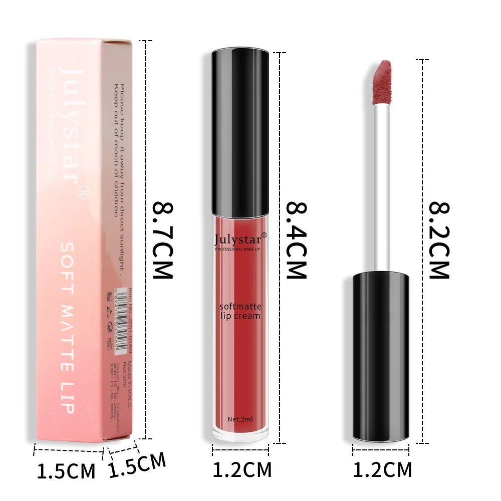 Julystar Lippenstift Rood Fluwelen Lippenstift Mistige Matte Lippenstift Lip Glazuur Make-Up Voor Vrouwen Cosmetica Lipgloss Tint Vloeibare Lippenstift