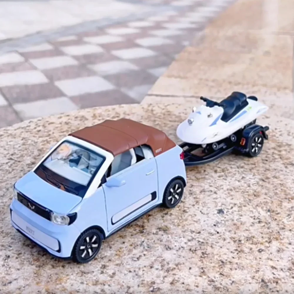 1:24 سبيكة WULING ألعاب EV صغيرة دييكاست نماذج سيارات موسيقى خفيفة نموذج مصغر عجلة التراجع سيارة للأطفال هدايا الديكور