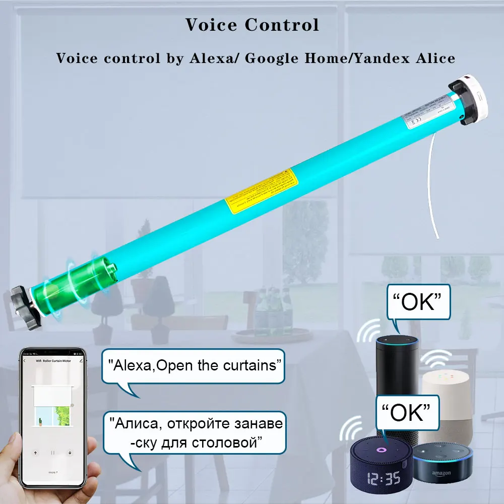 Tuya Battery WiFi Smart Curtain for 37 38mm Tube Remote Control Electric 25 Roller Shade Blind Motor Support Alexa Google Home