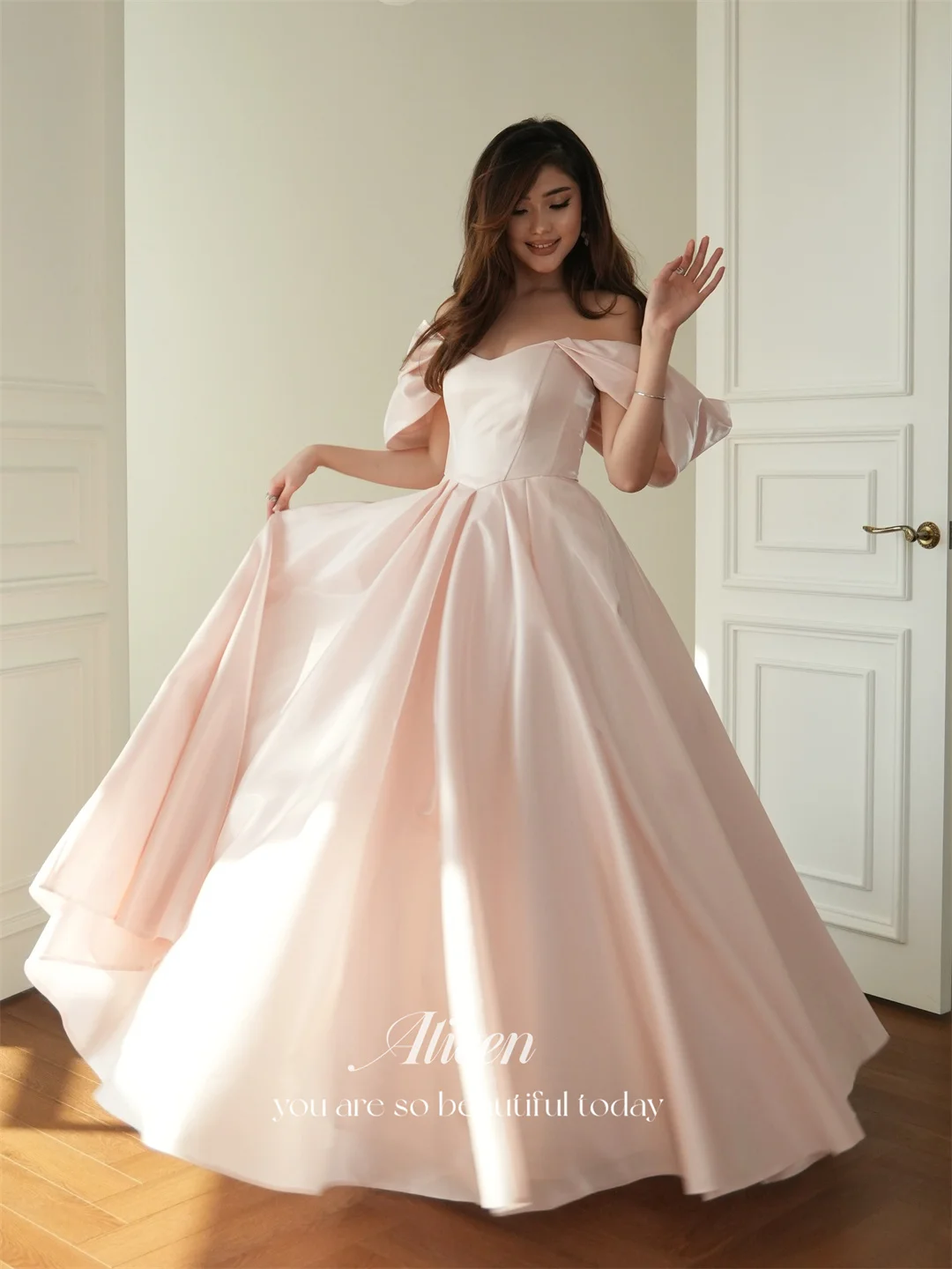 

Aileen Satin O-Neck Pink A-Line Evening Dress 2026 Prom Dress Formal Evening Customized Elegant Women Ladies 2026 High Quality