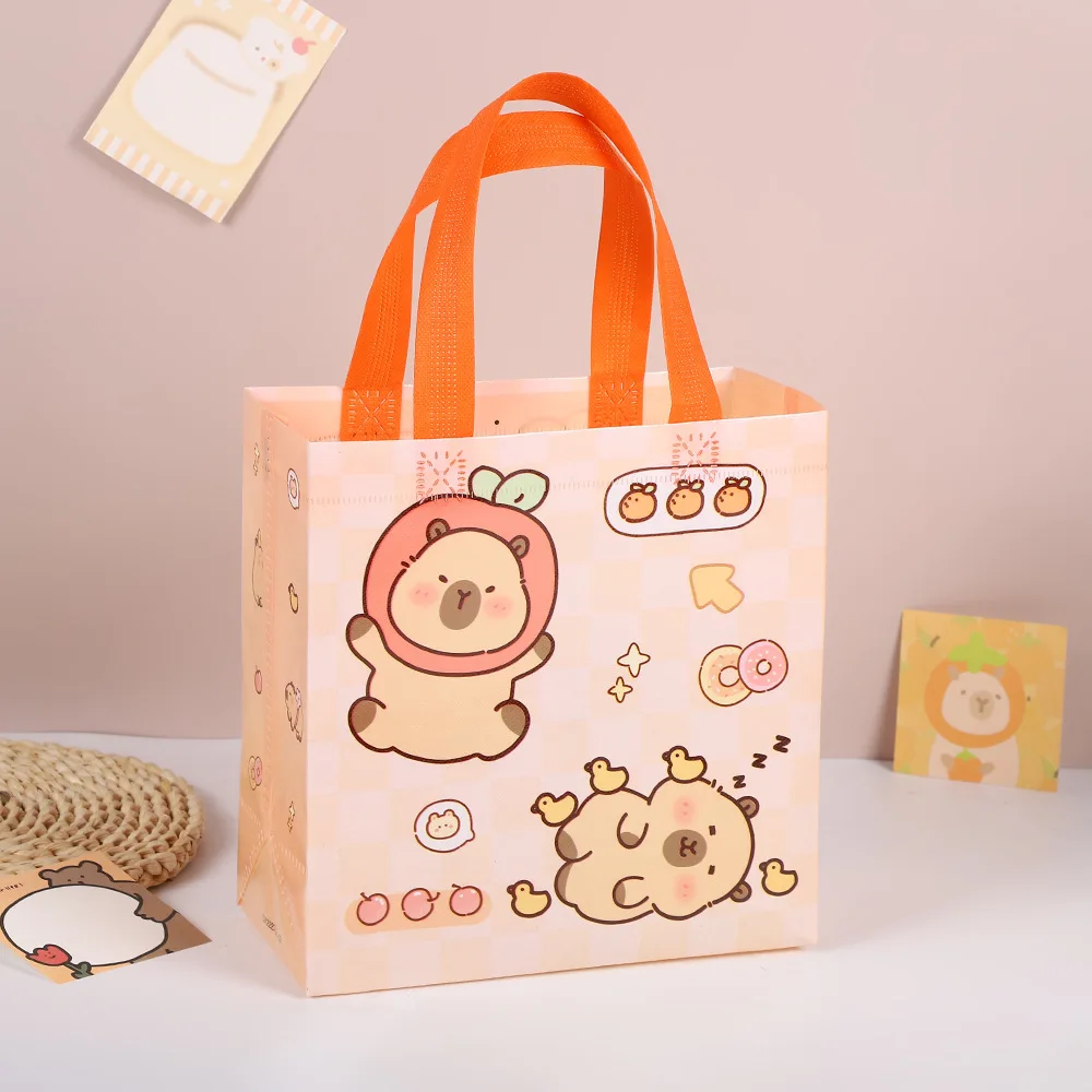 StoBag, Adorable Capybara Themed Non Woven Gift Bags, Cute and Eco Friendly Gift Wrapping, Perfect for birthday party, kids day