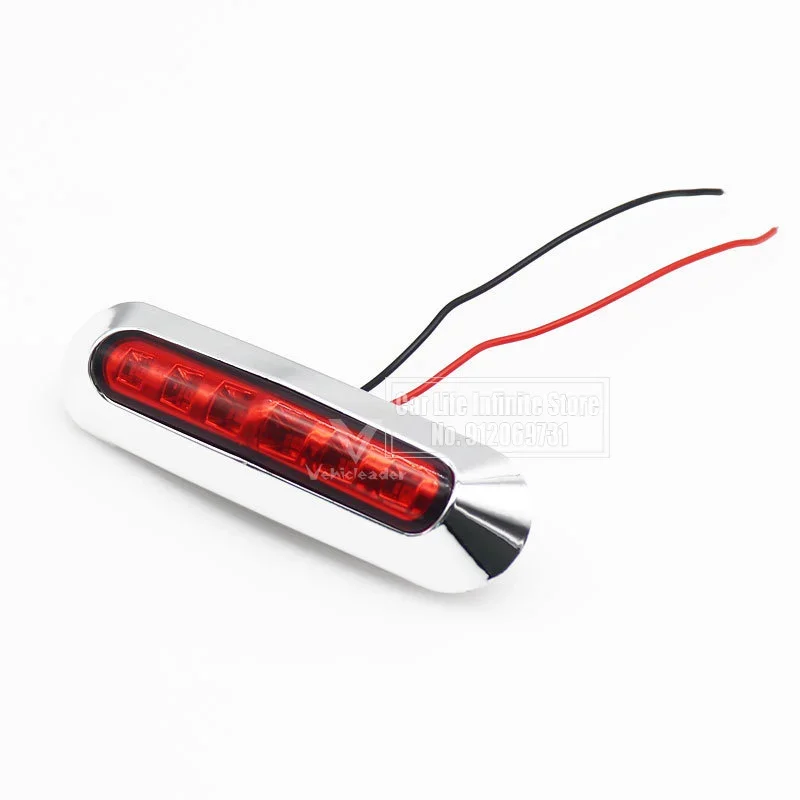 2x 12V-24V 6LED Chrome Bezel Side Marker Light Tail Lamp Auto Car Bus Truck Lorry Trailer Caravan Clearance Lights Tail Light