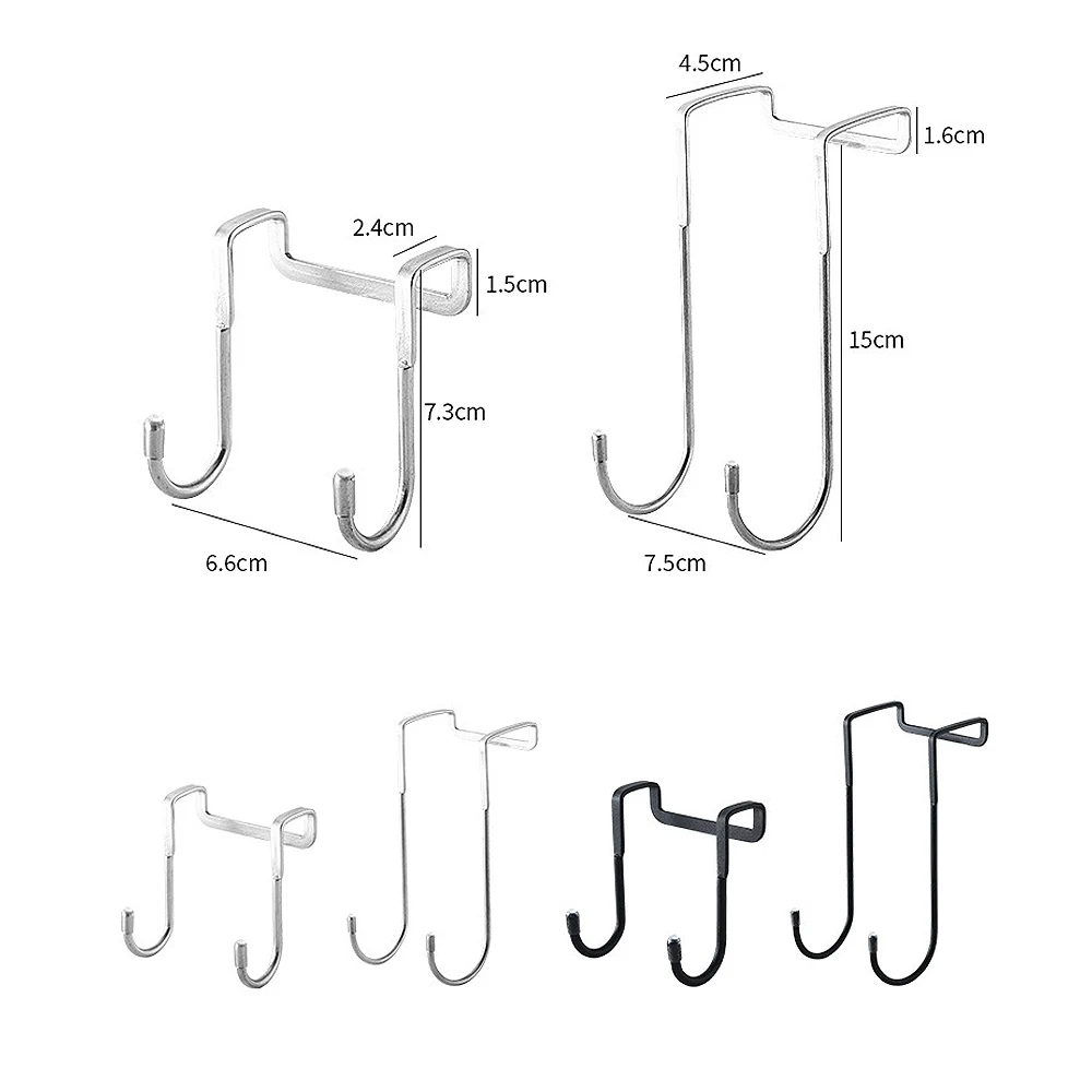 2PC Stainless Steel Hook Free Punching Double S-Shape Hook Kitchen Bathroom Cabinet Door Back Type Coat Towel Storage Hanger image 6
