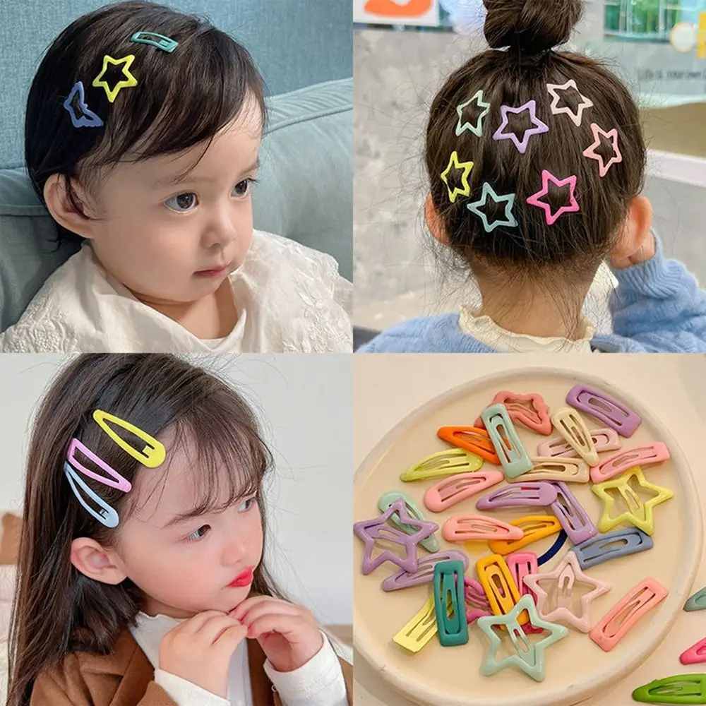 8Pcs Korean Love-heart Hair Claw Y2K Candy Color Sweet Girls Geometry Hairpin INS Children Baby Butterfly Bangs Clip